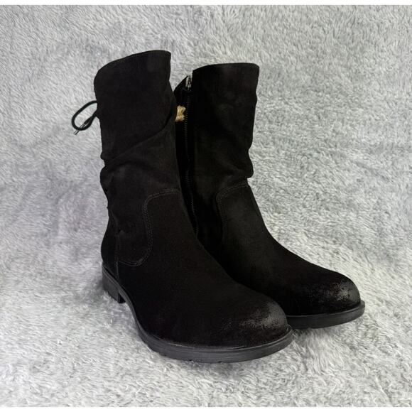 Sofft Sharnell Midcalf Boot Women's Black Booties Lace Up Black Leather Sz 11 M - Picture 1 of 10